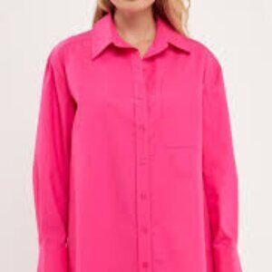English Factory Classic Collar Shirtdress in Fuchsia - Size L